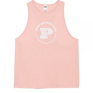 VS Pink Cotton Cropped Racerback Tank Top light pink crop top activewear